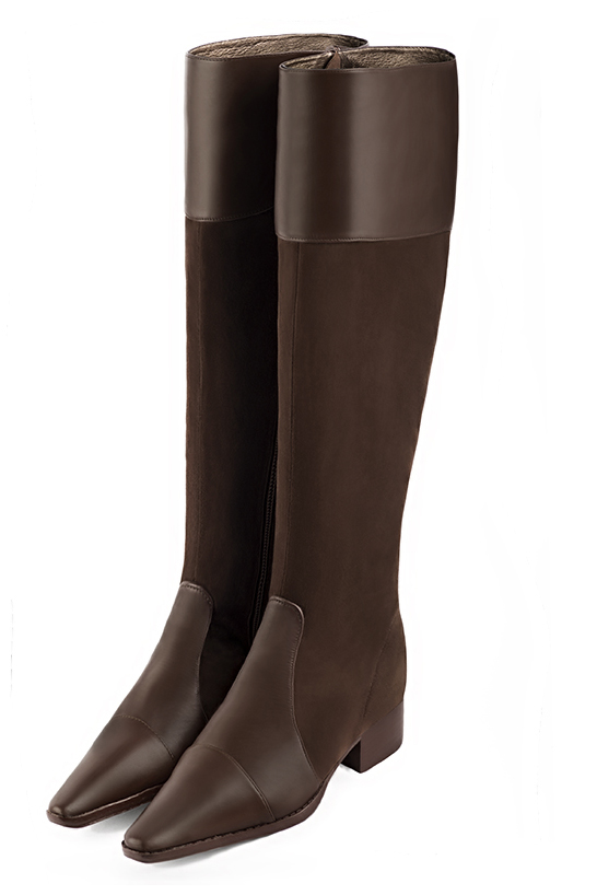 French elegance and refinement for these dark brown riding knee-high boots, 
                available in many subtle leather and colour combinations. Record your foot and leg measurements.
We will adjust this beautiful boot with inner zip to your leg measurements in height and width.
For fans of slim, feminine designs.
You can customise it with your own materials and colours on the "My favourites" page.
 
                Made to measure. Especially suited to thin or thick calves.
                Matching clutches for parties, ceremonies and weddings.   
                You can customize these knee-high boots to perfectly match your tastes or needs, and have a unique model.  
                Choice of leathers, colours, knots and heels. 
                Wide range of materials and shades carefully chosen.  
                Rich collection of flat, low, mid and high heels.  
                Small and large shoe sizes